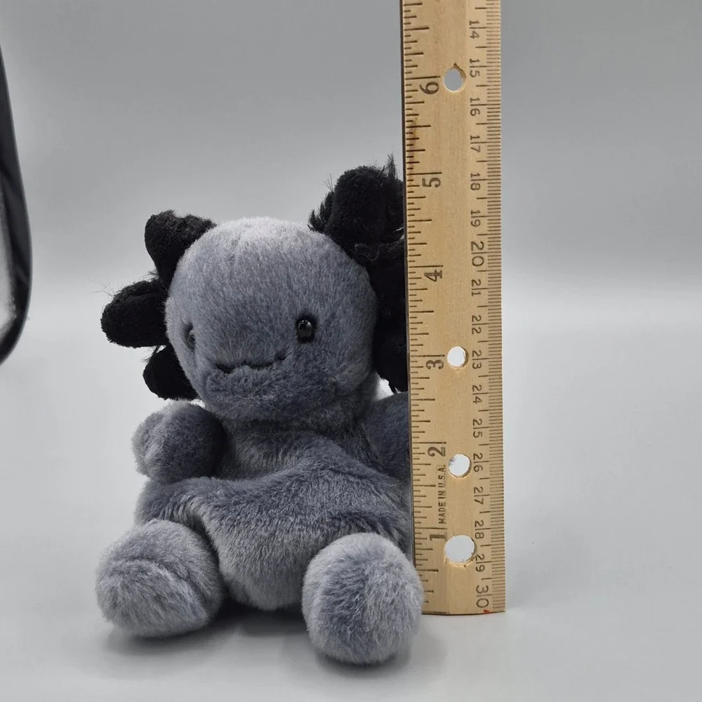 Palm Pals Aurora Alister Axolotl Gray Black Plush Stuffed Animal Toy 5 inch